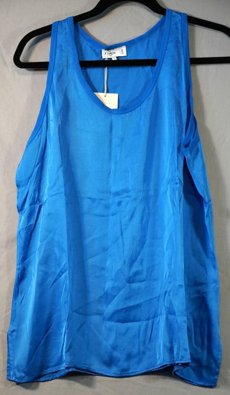 FRNCH Paris Danny Silky Viscose Scoop Neck Tank Top Electric Blue XL NWT